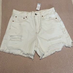 American Eagle Denim Shorts, White/Cream